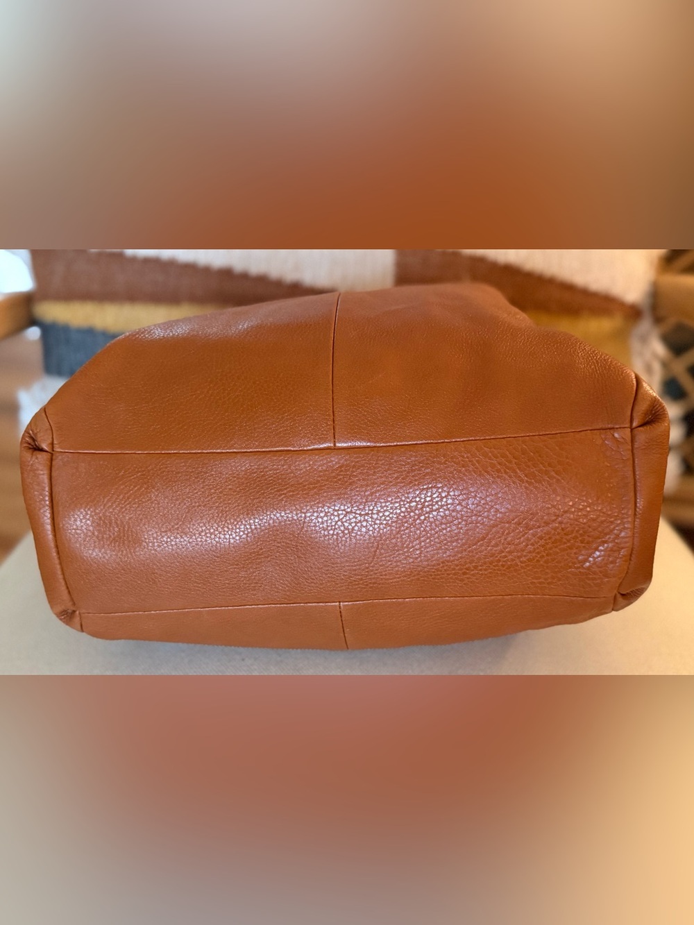 Coach #26224 Madison Phoebe Pebble Leather Cognac Brown Hobo Handbag - Picture 7 of 14